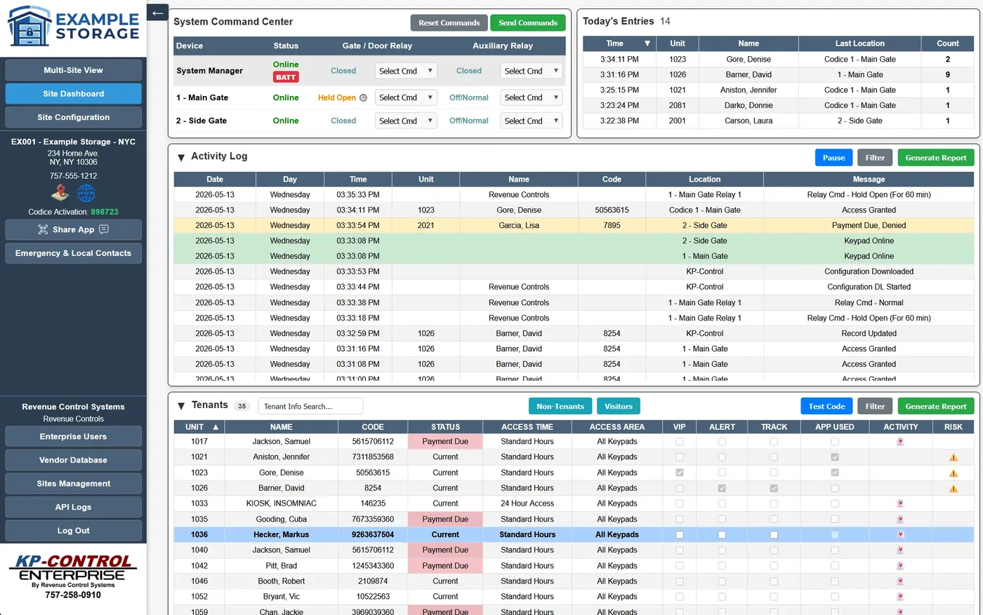 KP-Control System Software Dashboard